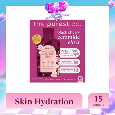 THE PUREST CO - Black Cherry Ceramide Elixir Dietary Supplement Sachet 15s (Expiry: Mar`2027)