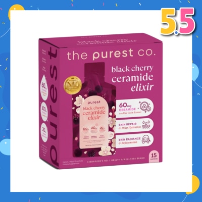 THE PUREST CO Black Cherry Ceramide Elixir Dietary Supplement Sachet (For Skin Hydration, Skin Elasticity & Healthy Skin Barrier) 15s