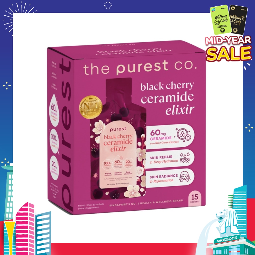 Black Cherry Ceramide Elixir Dietary Supplement Sachet (For Skin Hydration, Skin Elasticity & Healthy Skin Barrier) 15s