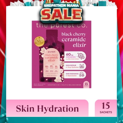 THE PUREST CO - Black Cherry Ceramide Elixir Dietary Supplement Sachet 15s (Expiry: Mar`2027)
