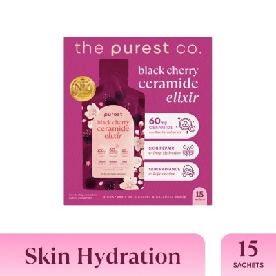 THE PUREST CO Black Cherry Ceramide Elixir Dietary Supplement Sachet (For Skin Hydration, Skin Elasticity & Healthy Skin Barrier) 15s