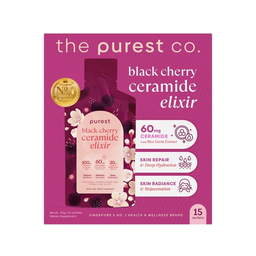 Black Cherry Ceramide Elixir Dietary Supplement Sachet (For Skin Hydration, Skin Elasticity & Healthy Skin Barrier) 15s