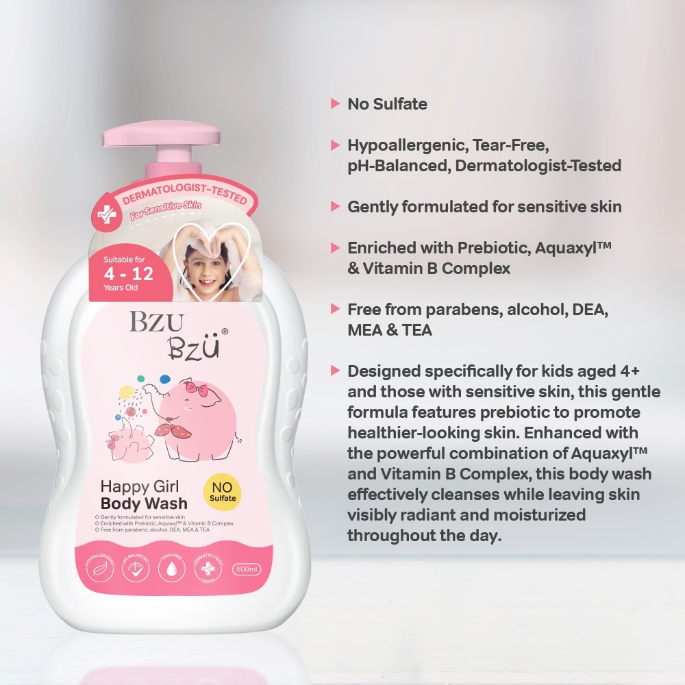 Happy Girl No Sulfate Body Wash (Suitable For 4-12 Years Old & Sensitive Skin) 600ml