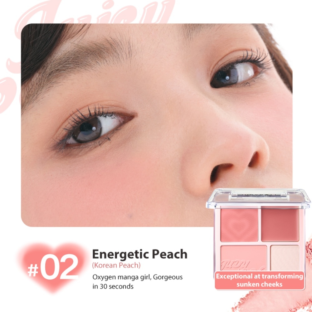 Blush & Highlight Palette 02 Energetic Peach (Korean Peach) 9g