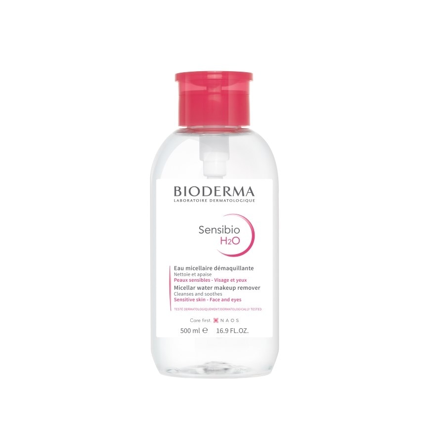 Sensibio H2O Micellar Water Makeup Remover With Reversed Pump (Facial Non-Rinse Cleanser For Sensitive Skin) 500ml