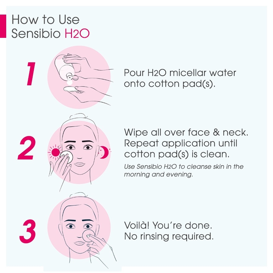 Sensibio H2O Micellar Water Makeup Remover With Reversed Pump (Facial Non-Rinse Cleanser For Sensitive Skin) 500ml