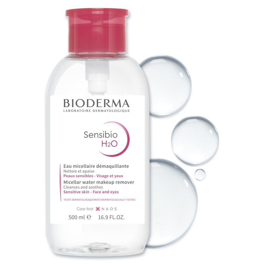 Sensibio H2O Micellar Water Makeup Remover With Reversed Pump (Facial Non-Rinse Cleanser For Sensitive Skin) 500ml