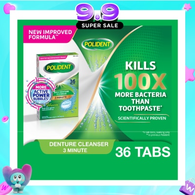 POLIDENT - 3 Minutes Denture Cleanser Tablet 36s (Expiry: Apr`2027) image