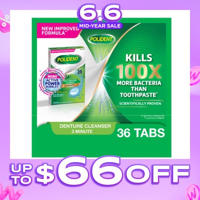 POLIDENT - 3 Minutes Denture Cleanser Tablet 36s (Expiry: Apr`2027)