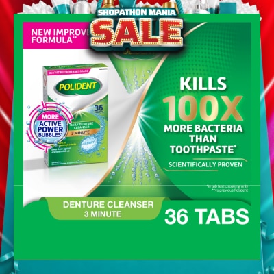 POLIDENT - 3 Minutes Denture Cleanser Tablet 36s (Expiry: Apr`2027)