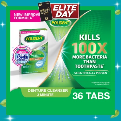 POLIDENT 3 Minutes Denture Cleanser Tablet 36s (Expiry: Apr`2027) image