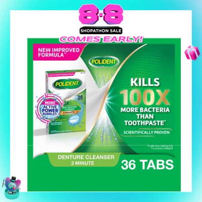 POLIDENT - 3 Minutes Denture Cleanser Tablet 36s (Expiry: Apr`2027)