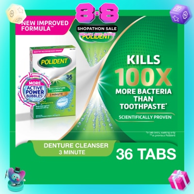 POLIDENT - 3 Minutes Denture Cleanser Tablet 36s (Expiry: Apr`2027)