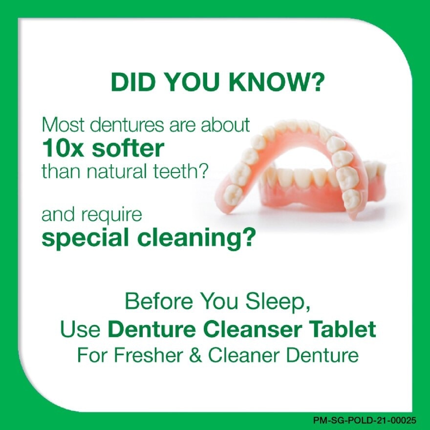 Overnight Whitening Denture Care & Cleanser Tablet (Kills 99.99% Odour Causing Bacteria) 36s