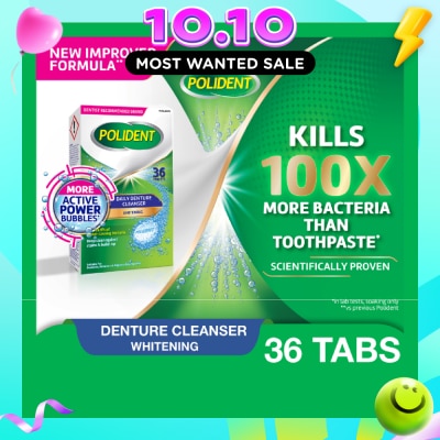 POLIDENT Overnight Denture Cleanser Whitening Tablet 36s image