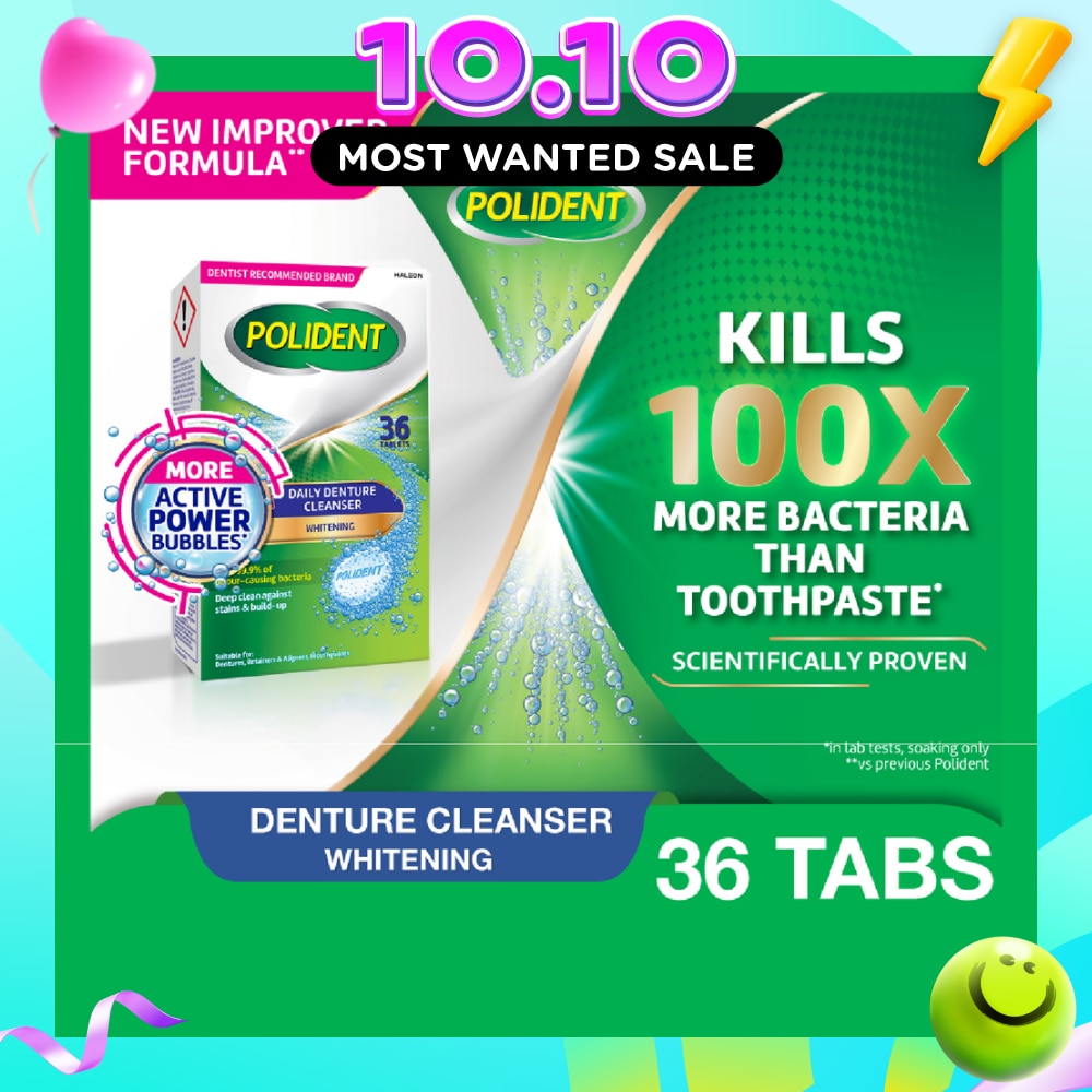 Overnight Denture Cleanser Whitening Tablet 36s image