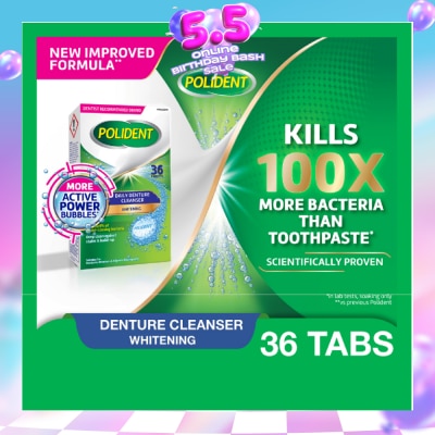 POLIDENT - Overnight Denture Cleanser Whitening Tablet 36s