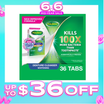 POLIDENT - Overnight Denture Cleanser Whitening Tablet 36s