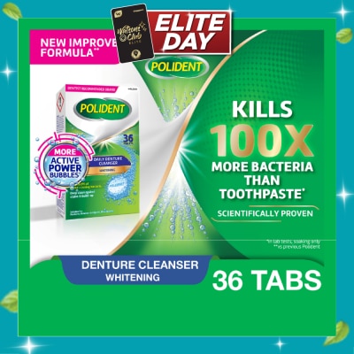 POLIDENT Overnight Denture Cleanser Whitening Tablet 36s image