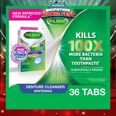 POLIDENT - Overnight Denture Cleanser Whitening Tablet 36s (Expiry: May`2027)