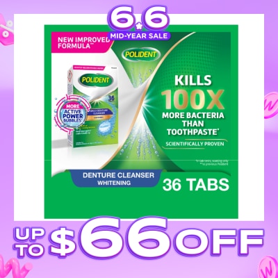 POLIDENT - Overnight Denture Cleanser Whitening Tablet 36s&nbsp;(Expiry: May`2027)