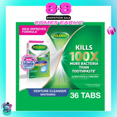 POLIDENT - Overnight Denture Cleanser Whitening Tablet 36s&nbsp;(Expiry: May`2027)