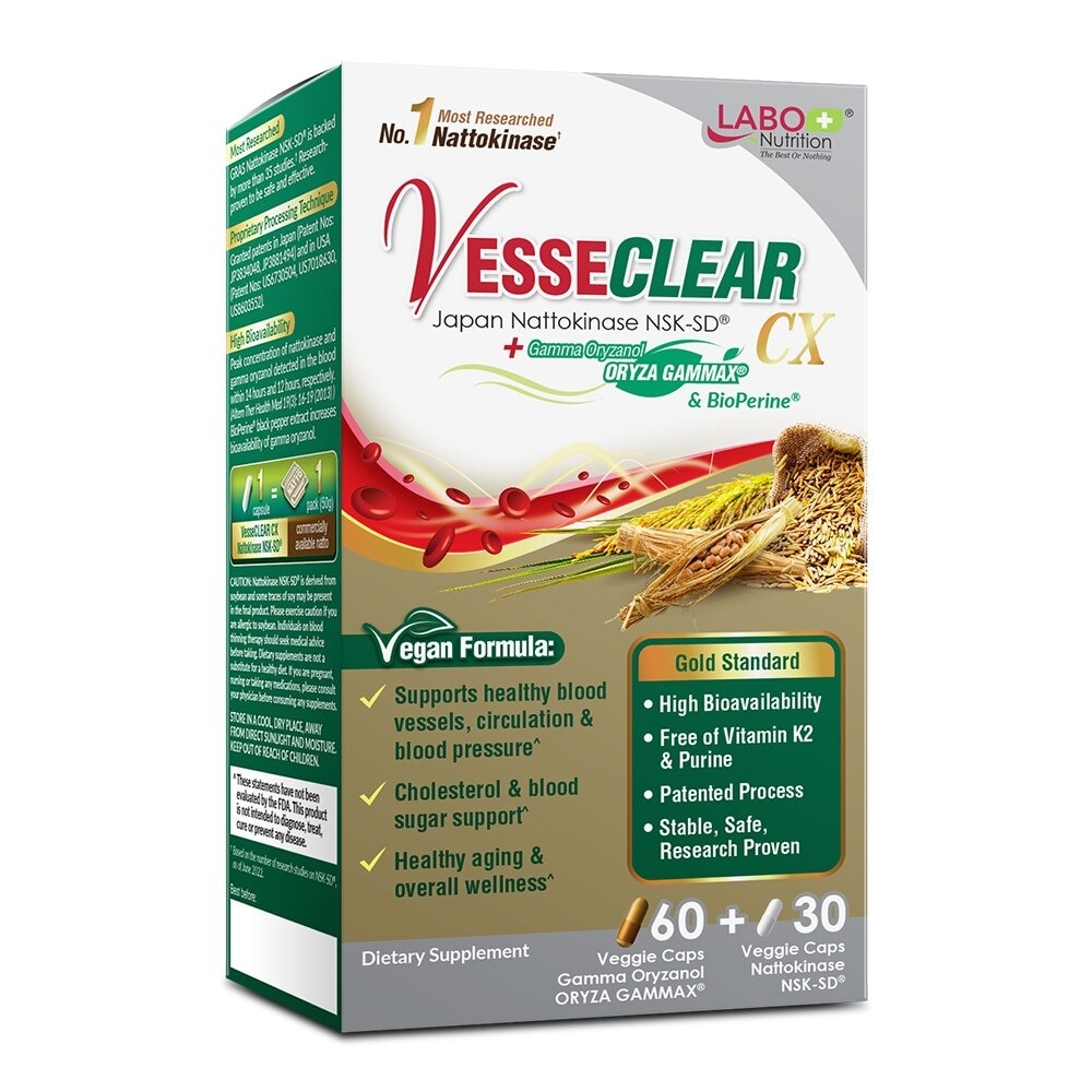 Vesseclear CX Dietary Supplement (For Clear Blood Vessels And Dissolve Clots, Anti Aging, Immune Health, Healthy Blood Pressure, Cholesterol, Cardiovascular Health) 90s