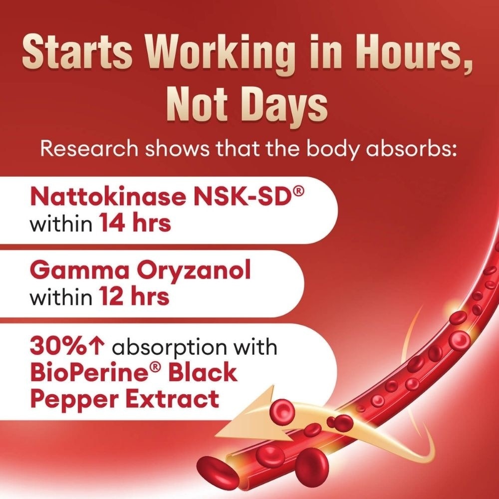 VesseClear CX Nattokinase and Gamma Oryzanol Veggie Capsule (Blood Vessels, Blood Pressure, Cholesterol, Heart Health & Anti-Aging) 90s