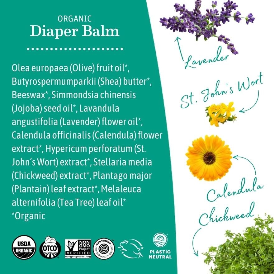 Baby Organic Diaper Balm (To Protects & Comforts Baby's Delicate Diaper Area) 60ml