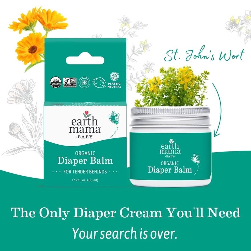 Baby Organic Diaper Balm (To Protects & Comforts Baby's Delicate Diaper Area) 60ml