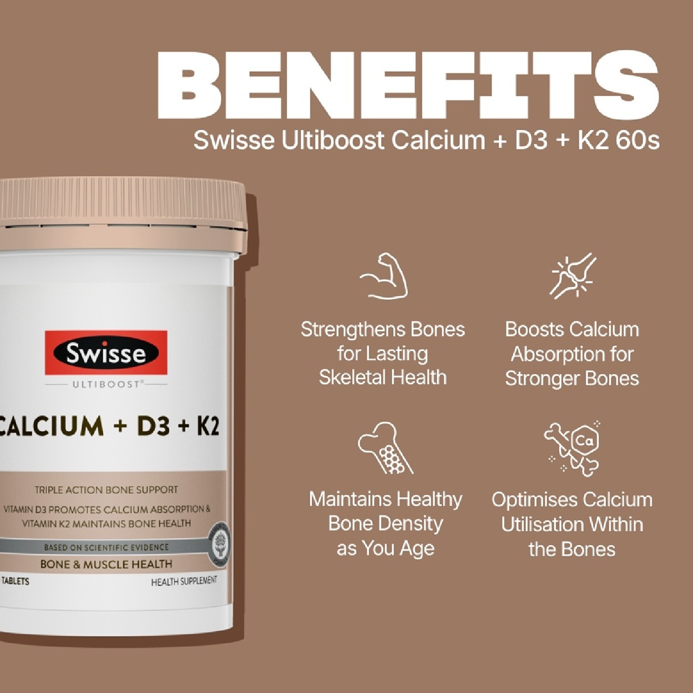 Ultiboost Calcium + D3 + K2 Tablet 60s image