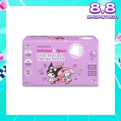 WATSONS Sanrio My Melody & Kuromi Side Sealed Facial Puffs 100s