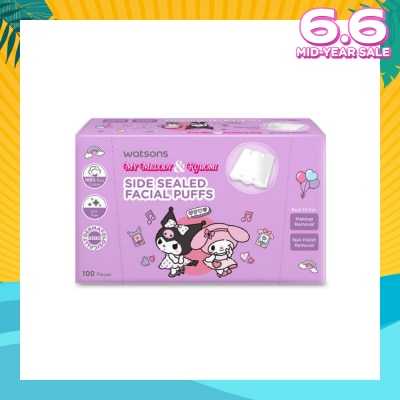 WATSONS Sanrio My Melody & Kuromi Side Sealed Facial Puffs 100s