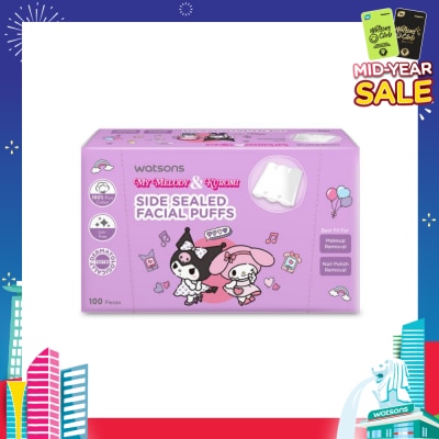 WATSONS Sanrio My Melody & Kuromi Side Sealed Facial Puffs 100s