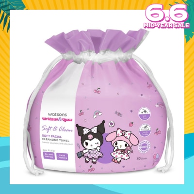 WATSONS Sanrio My Melody & Kuromi Soft Facial Cleansing Towel 80s