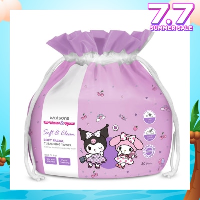 WATSONS Sanrio My Melody & Kuromi Soft Facial Cleansing Towel 80s