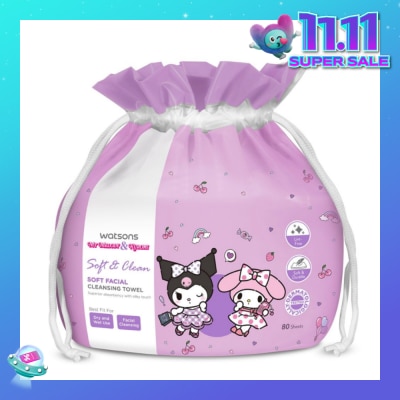 WATSONS Sanrio My Melody & Kuromi Soft Facial Cleansing Towel 80s