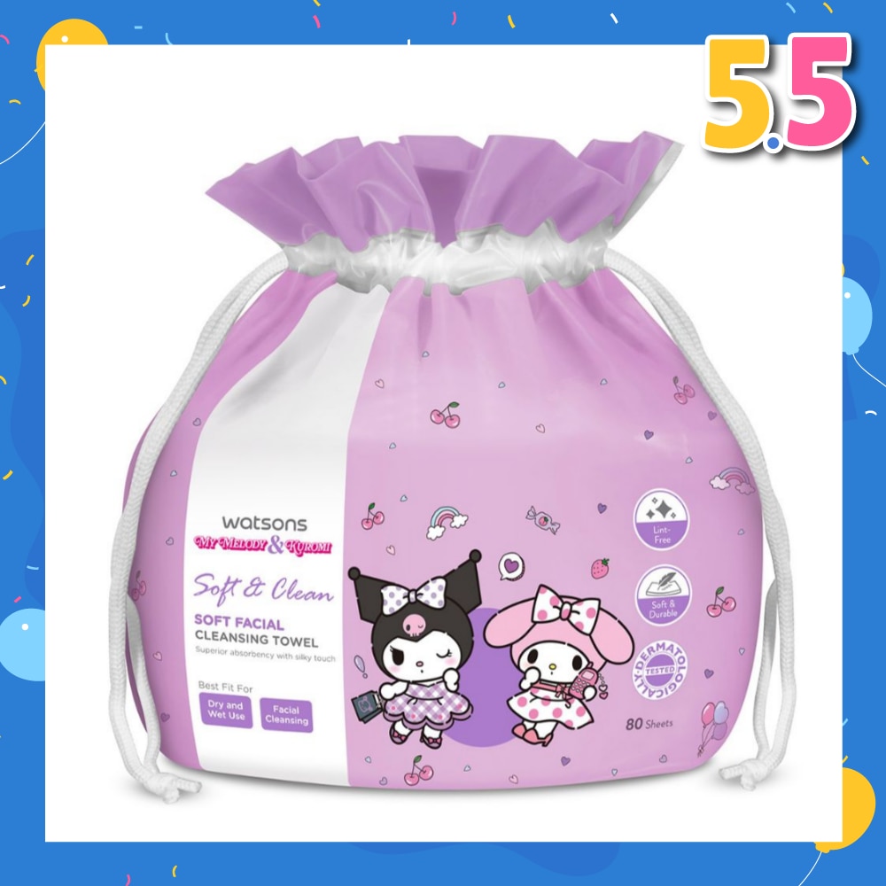 Sanrio My Melody & Kuromi Soft Facial Cleansing Towel 80s