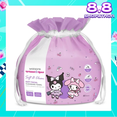 WATSONS Sanrio My Melody & Kuromi Soft Facial Cleansing Towel 80s