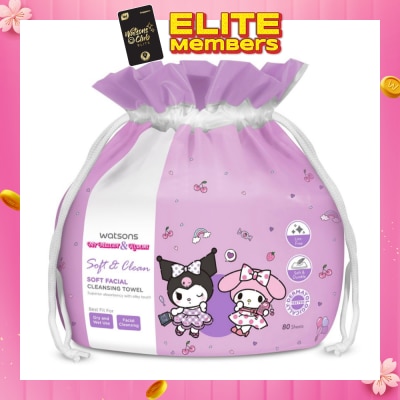 WATSONS Sanrio My Melody & Kuromi Soft Facial Cleansing Towel 80s
