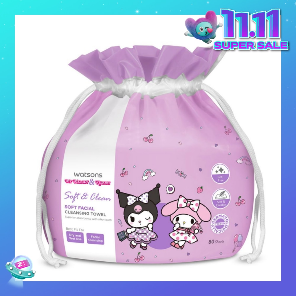 Sanrio My Melody & Kuromi Soft Facial Cleansing Towel 80s