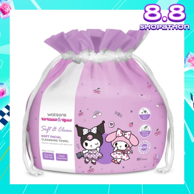 WATSONS Sanrio My Melody & Kuromi Soft Facial Cleansing Towel 80s
