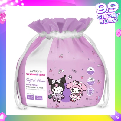 WATSONS Sanrio My Melody & Kuromi Soft Facial Cleansing Towel 80s