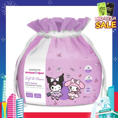 WATSONS Sanrio My Melody & Kuromi Soft Facial Cleansing Towel 80s