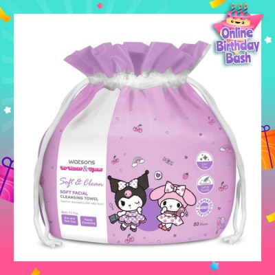 WATSONS Sanrio My Melody & Kuromi Soft Facial Cleansing Towel 80s