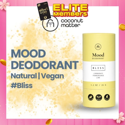 COCONUT MATTER Mood All-Natural Vegan Deodorant Bliss (To Nourishes & Improves Skin Health, & No Stinky Odour) 35g