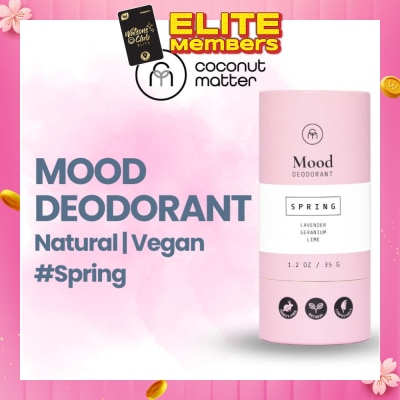COCONUT MATTER Mood All-Natural Vegan Deodorant Spring (To Nourishes & Improves Skin Health, & No Stinky Odour) 35g