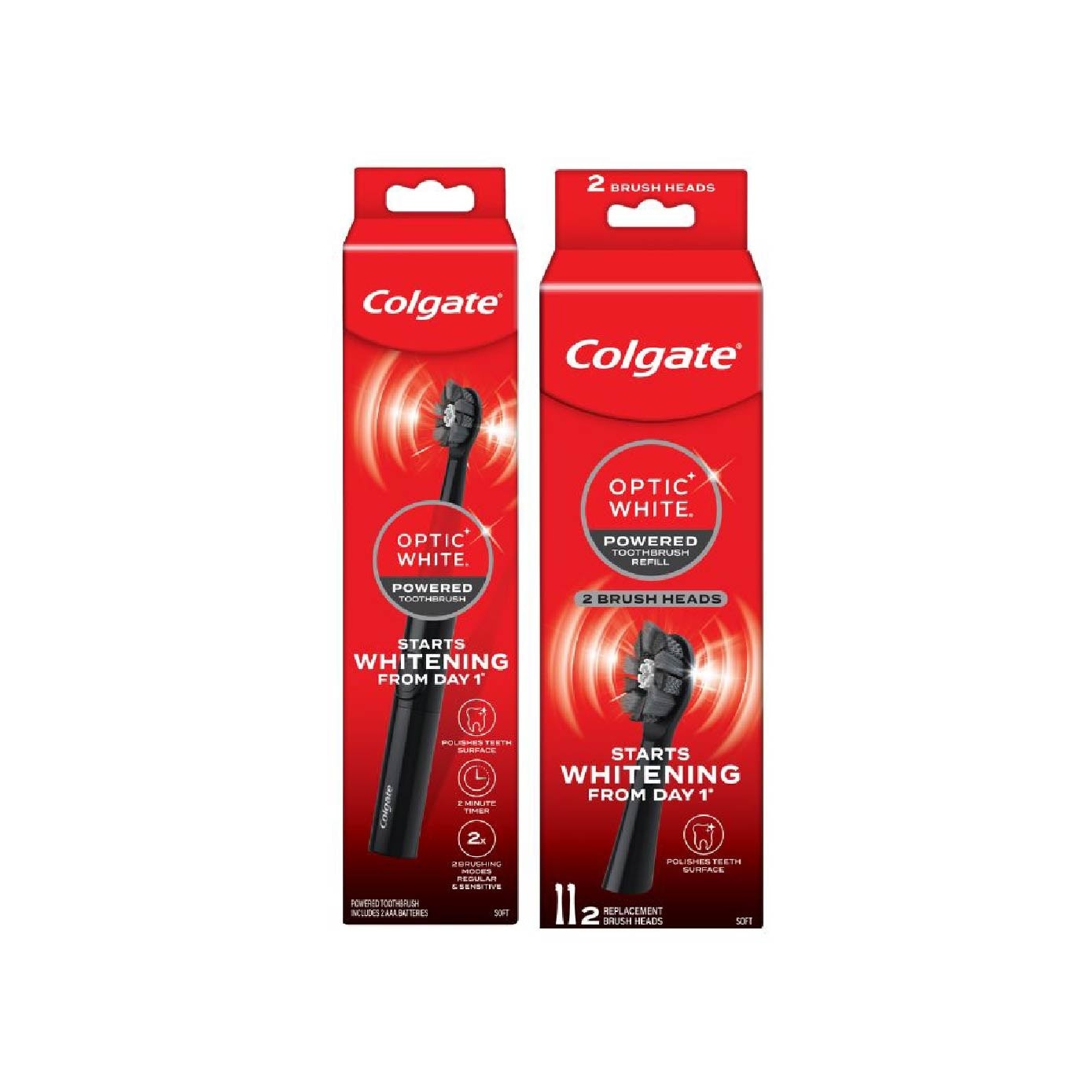 Optic White Powered Toothbrush + Replacement Brush Head Bundle Set 1s image