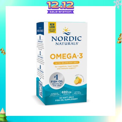 NORDIC NATURALS Ultimate Omega-3 Dietary Supplement Lemon Flavour Softgels (For Pescatarian & Restricted Diets) 60s