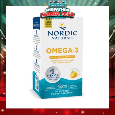 NORDIC NATURALS - Ultimate Omega-3 Dietary Supplement Lemon Flavour Softgels (For Pescatarian & Restricted Diets) 60s